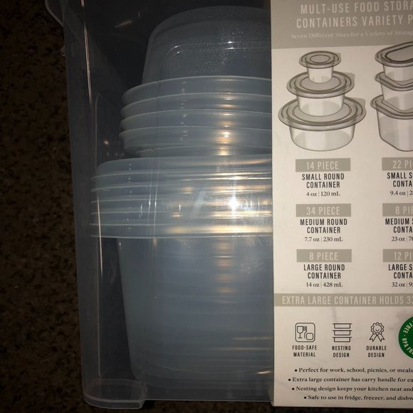 Core Multi-Used Food Storage Containers Variety Pack Gray Clear NEW 100 Pcs - Picture 6 of 16